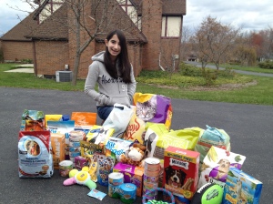 Calista with donations for the SPCA