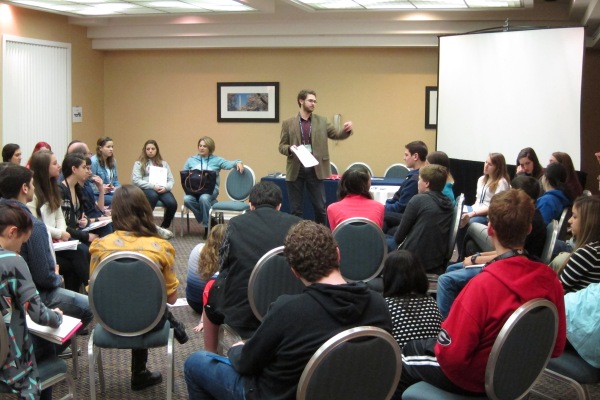 Students at the RAC's L'Taken Socal-Action Seminar Attending a Briefing on Israel.
