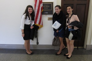 Kiley Q. (Left), Ali D., and Brianna E. Outside Representative Chris Gibson's House Office in Washington, DC.
