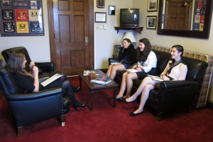 Rebecca Shaw, Aide to Representative Chris Gibson (Left), Engages in Frank Conversation With Vassar Temple High-School Students Brianna E. (Foreground), Kiley Q., and Ali D.